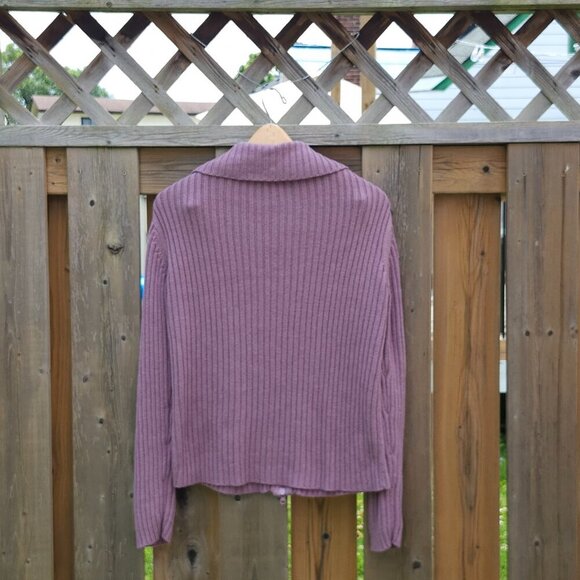 LOVELY DREAM KNIT Front Full Zip Turtleneck Cardigan Women's Size M Purple - Picture 6 of 6